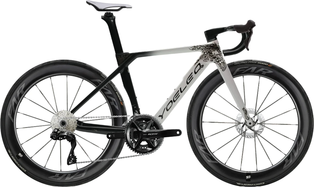 A Yoeleo R12 built with Shimano 105, Farsports wheels and Continental GP5000 tyres